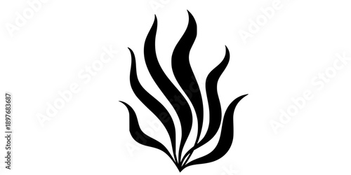 Waving Seaweed Icon Silhouette
