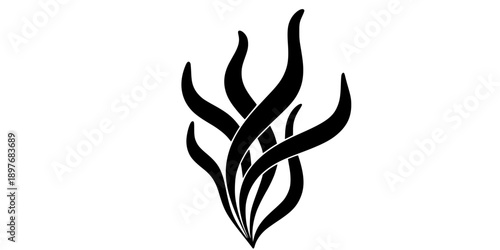 Waving Seaweed Icon Silhouette
