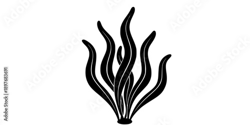Waving Seaweed Icon Silhouette
