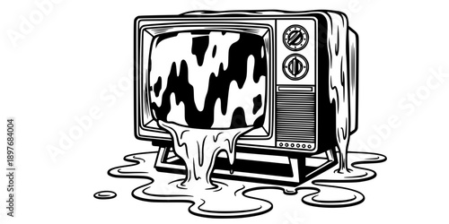 Liquid Style Melting Old TV Pop Art Graphic
