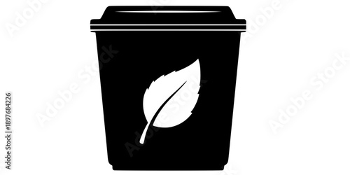 Compost Bin with Leaf Symbol Silhouette
