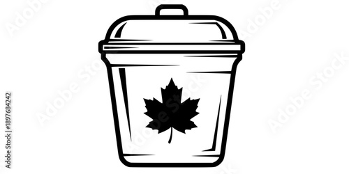 Compost Bin with Leaf Symbol Silhouette
