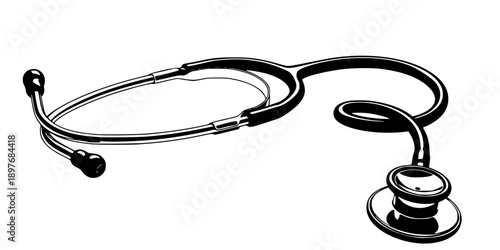 Antique Stethoscope Silhouette Vector Illustration

