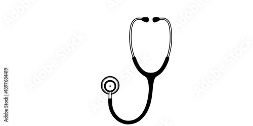Antique Stethoscope Silhouette Vector Illustration
