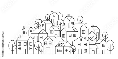 Community of Houses and Trees Outline
