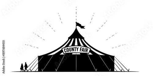 County Fair Tent Silhouette Vector Illustration

