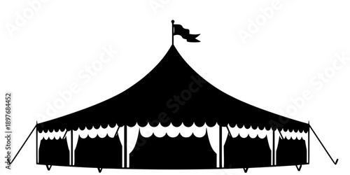 County Fair Tent Silhouette Vector Illustration
