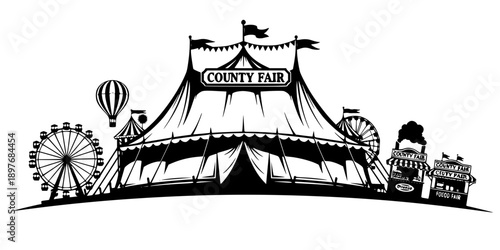 County Fair Tent Silhouette Vector Illustration
