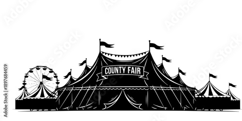 County Fair Tent Silhouette Vector Illustration
