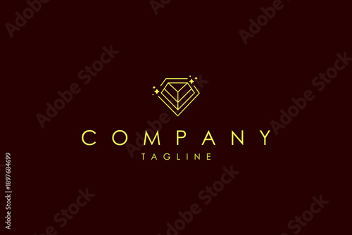 luxury diamond jewelry logo in gold line art design style