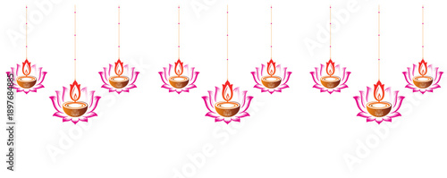 hanging decoration Lotus pink, light purple, floating light, purple sparkle, white background.