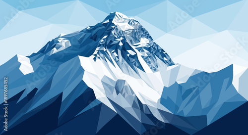 Low Poly Mountain Landscape Illustration Art.