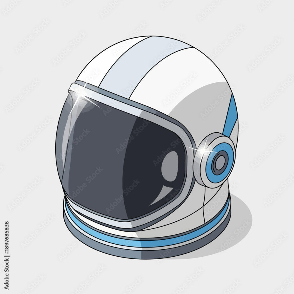 Fototapeta premium White Astronaut Helmet with Blue Accents.