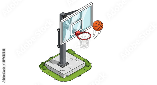 Illustration of a Basketball Hoop and Ball.