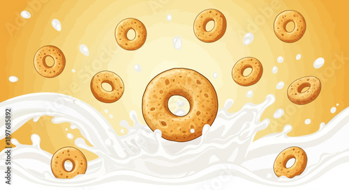 Cereal Rings in Milk Splash
