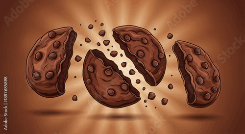 Chocolate Chip Cookies Breaking Apart