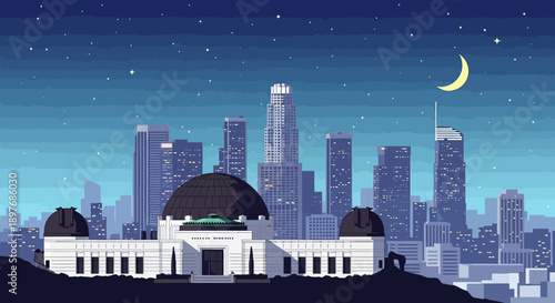 Griffith Observatory Building at Night.