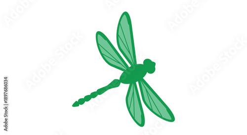 Green Dragonfly Illustration with Delicate Wings.