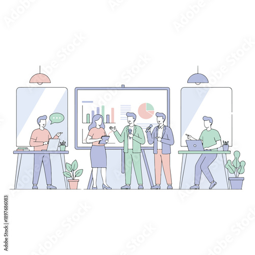 Startup Pitch Presentation – Flat Vector Business Illustration  