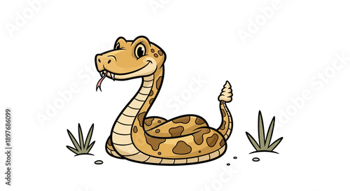 Cartoon Snake Illustration with Spotted Pattern.