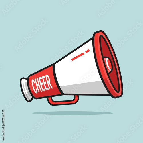 Red and White Megaphone with Cheer.
