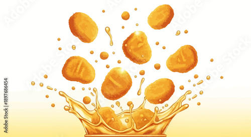 Chicken Nuggets Splashing in Oil