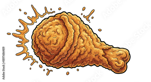 Fried Chicken Leg with Sauce Splash