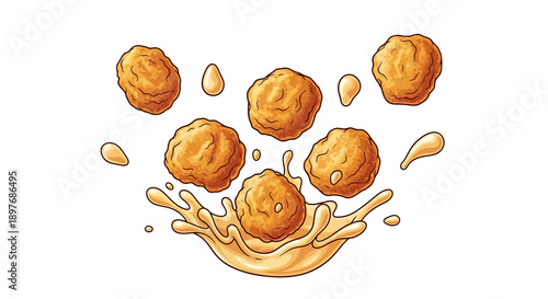 Fried Chicken Nuggets with Splashing Honey Mustard Sauce