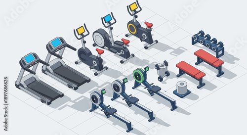 Gym Equipment Collection for Fitness Training.