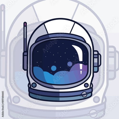 Astronaut Helmet Space Suit Illustration.