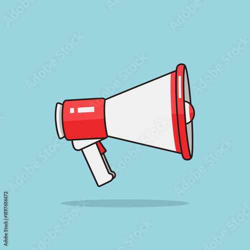 Red and White Megaphone Illustration.