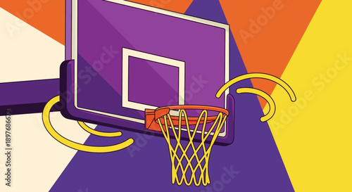 Basketball Hoop Net Illustration Graphic Design.