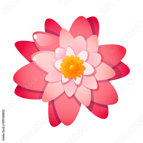 A delicate pink lotus flower with open petals, viewed from above. For designing banners and flyers on the theme of the East, yoga and meditation, weddings, icons, and logos.