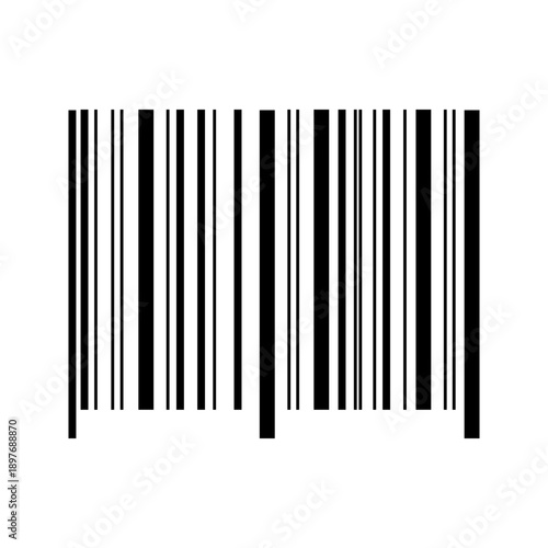 Blank barcode sticker template isolated on white background. Bar code label. Visual data digital representation with product or manufacturer information. Vector graphic illustration