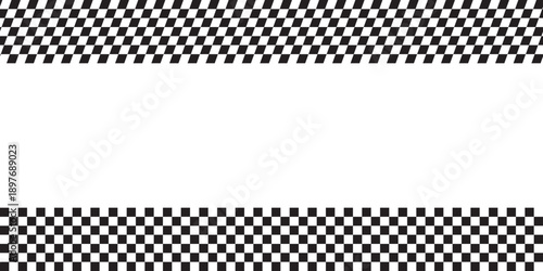 Black and white checkered pattern in straight and diagonal arrangement. Rally flags or checkerboard backgrounds. Chess game or sport car competition wallpaper. Vector graphic illustration