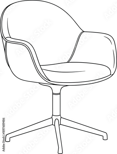 Simple chair illustration with a rounded back and swivel base