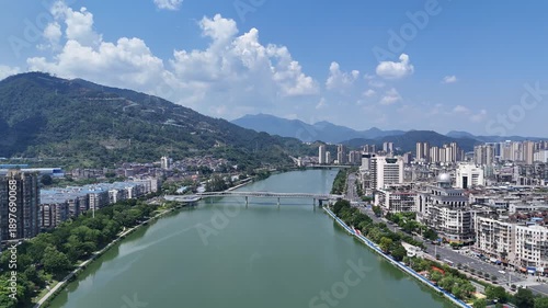 Shaxi River Aerial Photo - Sanming, Fujian Both Sides Urban Scenery