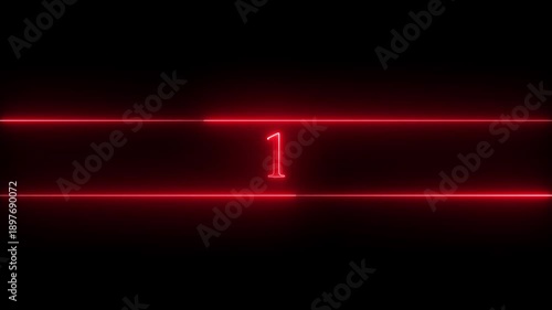 Neon number 1 educational mathematics animated icon with glowing line style on black background. Represents learning, counting, numeracy, math education, first step, beginner.