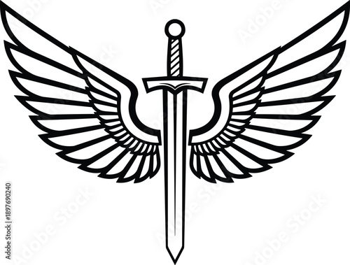 Winged Sword Emblem A Symbol of Power, Protection, and Victory in Heraldry and Military Design