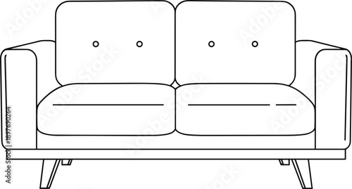 Classic Two-Seater Sofa Line Art Illustration A Timeless Piece of Furniture for Any Living Space