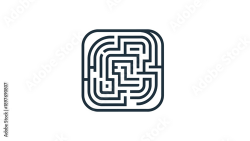 Abstract maze labyrinth icon representing problem solving and strategic thinking.