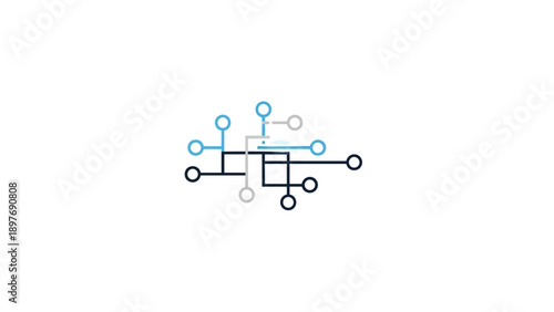 Abstract digital network connection with nodes and lines on white background