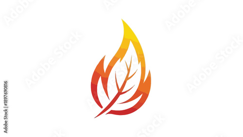 Burning leaf logo design, flame and plant fusion