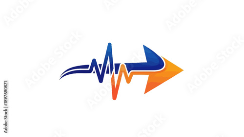 Heartbeat arrow logo design