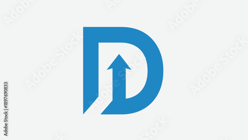 Blue letter D logo with an upward arrow on a white background.