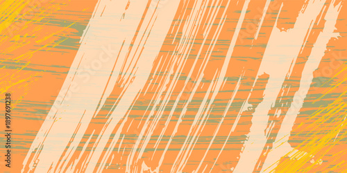 This abstract illustration features a lively blend of orange and yellow hues, accented with chalky textures and bold brush strokes. eps 10