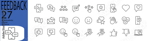 Feedback icon set. Editable stroke. Vector illustration.