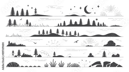 Clean Vector Illustration Set Highlighting Abstract Concepts and Modern Design Elements