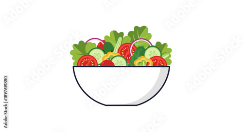Fresh Mixed Vegetable Salad in Bowl.