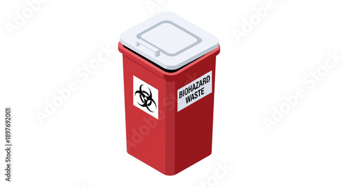 Red Biohazard Waste Container with Lid.